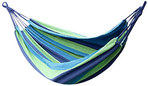 Ruilogod Single/Double Hängematte Tragbarer Schaukel hängend Bett Hinterhof, Park, Aussen- und Innenbereich, kostenlose Tragetasche inklusive Blau 200cm x 80cm Combo A