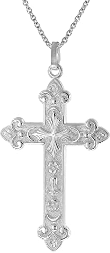 trendor Herren-Kette mit orthodoxem Kreuz Anhänger 45 mm 925 Silber zeitloser Halsschmuck aus Sterlingsilber für Männer, elegante Geschenkidee, 41388-60 60 cm