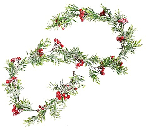 Ruolin Weihnachtsgirlande mit Tannenzapfen, Künstliche rote Beeren-Girlande 160cm, Weihnachtskiefer Girlande Weihnachtsdeko Kiefernzapfen Deko für Weihnachtsdekoration zu Hause