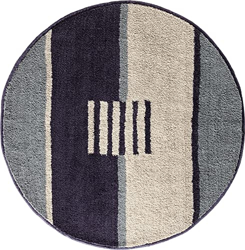 REDBEST Badematte, Badteppich, Badvorleger Houston - rutschhemmend, Flauschiger Flor, pflegeleicht, für Fußbodenheizung geeignet - Taupe Größe rund 90 cm Ø