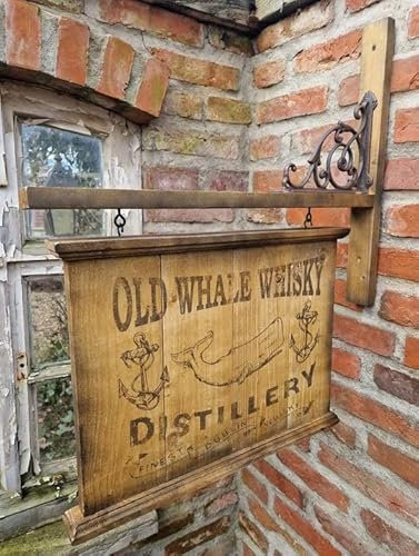 PUB HÄNGESCHILD HOLZSCHILD SCHILD OLD WHALE WHISKY POTTWAL WAL WALFANG MARITIM DEKO VINTAGE RETRO WERBESCHILD