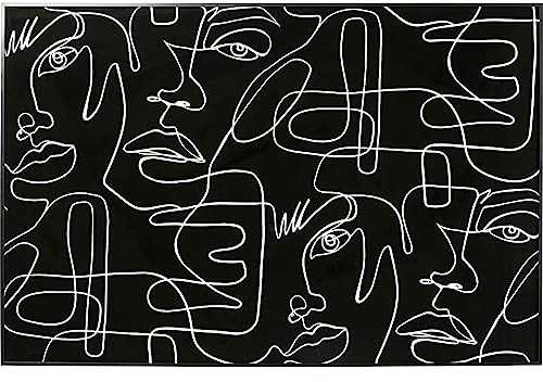 Kare Design Bild mit Rahmen Faccia Arte Drawing Schwarz/Weiß, Wanddekoration, Glasbild, Bilddruck auf Papier, Abstrakt, Modern, Wohnzimmer, Schlafzimmer, Flur, 100x150x3,5cm