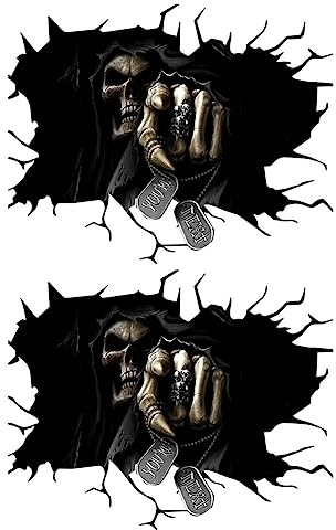 URFEDA 3D Horror Totenkopf Auto Aufkleber - Wasserdicht, Schwarz, Schädel, Gothic, Outdoor, 2 Stück