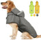 Hunde Regenjacke Reflektierender, Regenmantel Hund Wasserdicht, Hunderegenmantel mit Kapuze, Verstellbarer Regenjacken für Klein Mittelgroße Groß Hunde, Regencape Hund für Spaziergänge, zum Spielen, L