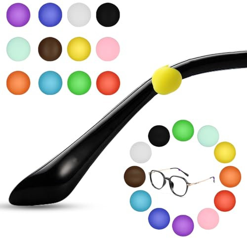 CANIPHA 12 Paia di Gommini Antiscivolo in Silicone per Occhiali da Vista e da Sole (12 Colori), 12 Pezzi