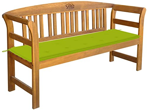 BaraSh Gartenbank mit Auflage 157 cm Massivholz Akazie Parkbank Sitzbank Garten Philosophenbank