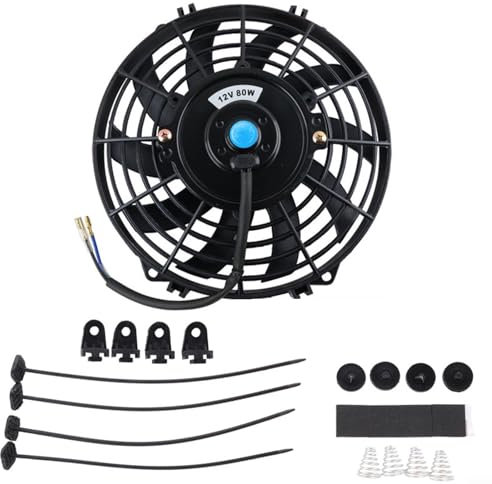 URPIZY 12V 80W 12''/10/9/7 Push/Pull Electric Radiator Intercooler Slim Fan Engine Cooling Kit - Low Noise, Universal Fit(12inch)