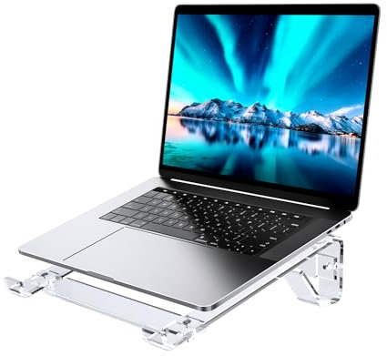 MCHOSE Acrylic Clear Laptop Riser, Laptop Stand for Desk, Computer Laptop Holder Compatible with MacBook Air/Pro, 10 to 15.6 Notebook Computer, Transparent Laptop Stand for Office or Home