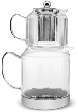 Karaca Kelly Midi Glass Teapot - 0.6 Lt, Lid Drinker: 1.5 Lt, Induction Base