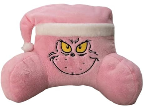 Molinter Grinch Lesekissen Weihnachts-Kuschelkissen Geschenke für Bett Sofa Nachttisch Lendenwirbelstütze Kissen (Rosa)