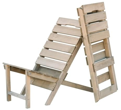 ITA Faltbarer Gartenstuhl Grau aus Holz 2er Set - Holzstühle für Garten, Balkon, Terrasse - Platzsparend Klappbar, Wetterfest, Naturholz, Kompakt, Made in EU
