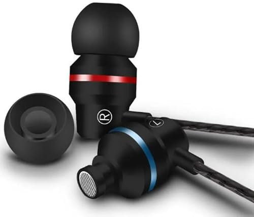 Wired Headphones, In-Ear Noise-Canceling Earphones 3.5mm Jack Plug, In-Ear Tangle-Free Cable With Improved Deep Bass Stereo Sound HIFI Earbuds With Microphone, for Smartphone Tablet, PC, Laptop Black