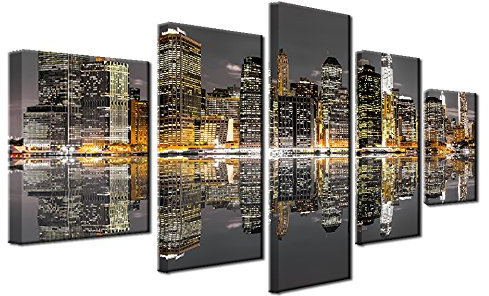 RFCKMIRZ Leinwandbild New York Mehrteilige Wandbilder 5 Teilige Poster Kunstdruck M (50X25Cm) Gemälde