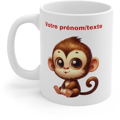 Mug Tasse à café Personnalisable bébé singe assis amusant idée cadeau humour bureau pour adulte et enfant