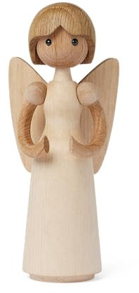 Spring Copenhagen Gloria - Friedliche Weihnachtsengel | Holzfigur | 14,8 x 7 x 6 cm | Weihnachtsdeko | Holz (FSC-Ahorn, Eiche, Buche)| Designer Kollektion | Design von Chresten Sommer
