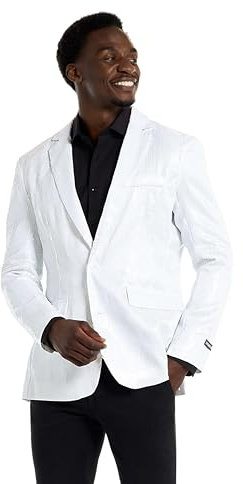 Suitmeister Weiß Party-Blazer für Herren - Weihnachten, Silvesterparty - Glänzende Pailletten-Anzugjacke - Weiß