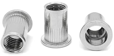 NOLDAR | Dadi Rivetti a testa piatta in acciaio inox (AISI 304). Rivetti filettati M8. Inserti filettati 15 x 18 mm (100 pezzi)
