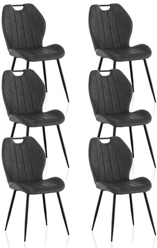 ZBAOLTO Esszimmerstühle 6er Set Kunstleder, Stühle esszimmer Küchenstuhl Polsterstuhl Wohnzimmerstuhl mit Rückenlehne Metallbeine, Stühle essstühle für Esszimmer Wohnzimmer Küche Schlafzimmer, Grau