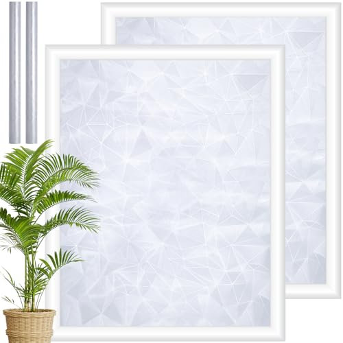 2 Roll Privacy Window Film, Diamond Pattern Window Tint, Static Cling Frosted Privacy Film for Bathroom, Bedroom(45x200 cm)