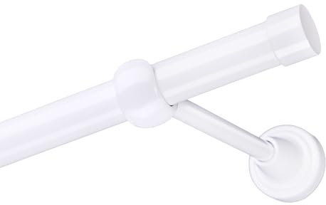 Voppi Gardinenstange 220 cm 19mm weiß Moderi Einzelstahl für Gardinenstangen mit Trägerbefestigung Wand befestigend