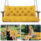 Amdieu Garden Swing Cushions 3 Seater Waterproof Bench Cushions with Backrest and 8 Ties12cm ﻿Thick Swing Cushions Replacement for Outdoor Furniture Garden Swing Porch Patio(Yellow-150 x 100 cm)