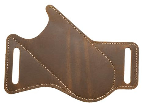 sourcing map Knife Sheath 6.14 x 4.61 Genuine Leather Carry Folding Knife Sheath for Outdoor Climbing Camping Cycling and Hiking, Brown