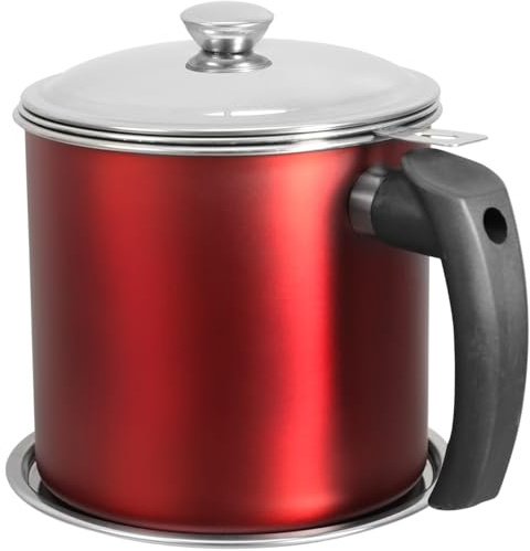 Veemoon RéCipient à Graisse En Acier Inoxydable De 1.3L Avec Passoire Fine Stockage D'Huile Friture Bocal - IdéAl Pour Stocker Et Filtrer L'Huile De Cuisson En Couvercle Anti-PoussièRe
