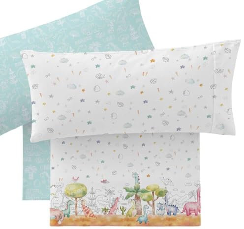 Manterol Juego sábanas Infantil Dinosaurio Multicolor - Junior 606 c.15 para Cama de 90 cm