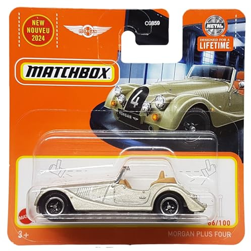 Matchbox - Morgan Plus Four - MBX Showroom 66/100 - HVN30 - Short Card - Gold Silber metallic - Superfast Lesney - Mattel 2024-1:64