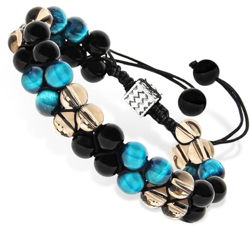 Orientrea 3-Steine Kristallarmband für Damen & Herren, 8,2 mm mit Zugband | Naturstein-Schmuck – Drei Steinkombinationen mit 8,2 mm Perlen und verstellbarem Zugband für den Alltag.