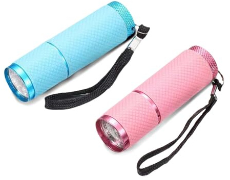 ShiningUU Kleine Taschenlampe 2 Pack Pink & Himmelblau Mini Taschenlampe Set - Super Bright LED Batteriebetriebene Handlampen für Camping, Wandern, Outdoor, Geschenke (Batterien nicht im Lieferumfang
