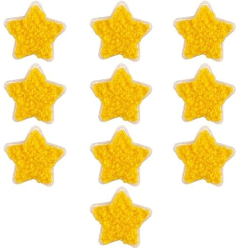 10PCS Chenille Iron On Star Patches for Clothes 3 * 2.9CM Star Shape Embroidered Appliques Patches for DIY Crafts/Hats Bags Decoration,Yellow