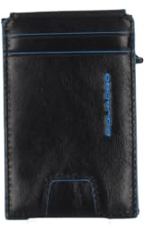Piquadro Porte-Cartes Automatique avec Porte-DNI Rabattable Unisex Cuir Noir