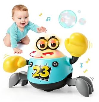 KETIEE Krabbe Baby Spielzeug 6-12 Monate, Interaktives Krabbelspielzeug, Automatisch Hindernissen Ausweicht Musikkrabbe Kinderspielzeug ab 1-4 Jahr, Tummy Time Toys Kinder Geschenk für Junge Mädchen