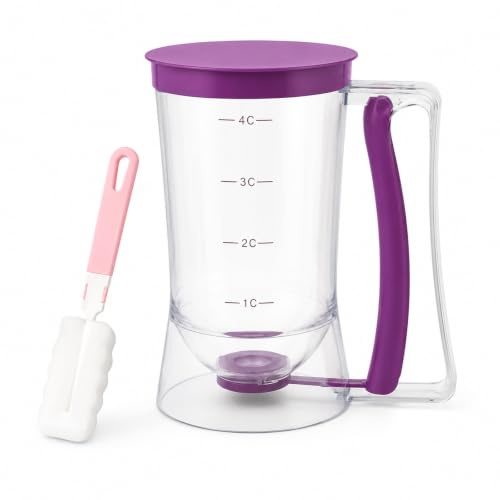 Cake Batter Dispenser with Measuring Label | Easy Pour and No Drip, BPA-Free ABS for Pancakes Waffles Muffins Crepes and Cupcakes