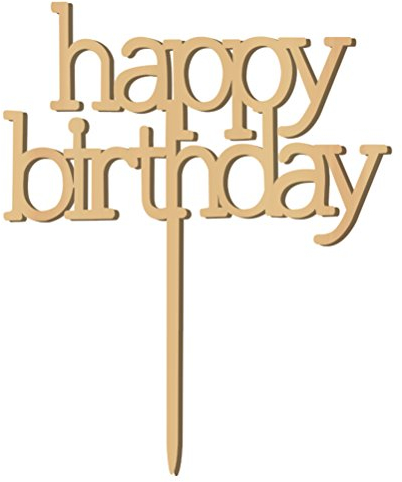 WINOMO Birthday Cake Topper Happy Birthday aus Holz Tortenaufleger Kuchendekoration Gold Geburtstag Kuchen Topper Dekorationen