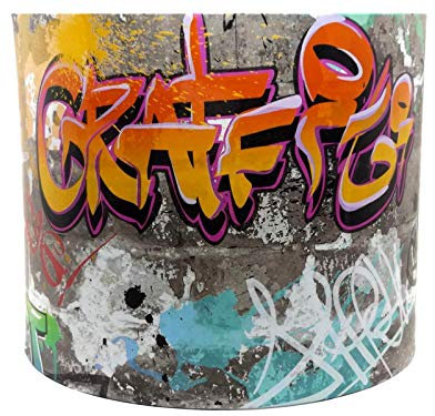 Graffiti Lampshade or Ceiling Light Shade 10 Inch Drum shade Boys Girls Teens Grafitti Urban Hip Hop Skate Park Skateboard Themed Room Bedroom Accessories