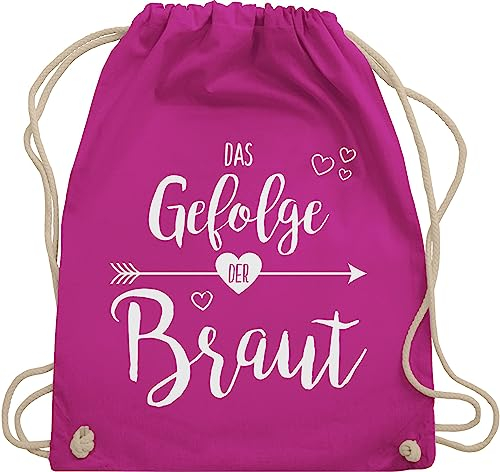 Turnbeutel Rucksack - Junggesellenabschied Frauen - Das Gefolge der Braut I Brautgefolge JGA I Braut Gefolge Junggesellinnenabschied - Unisize - Fuchsia - team bride bag brauttaschen