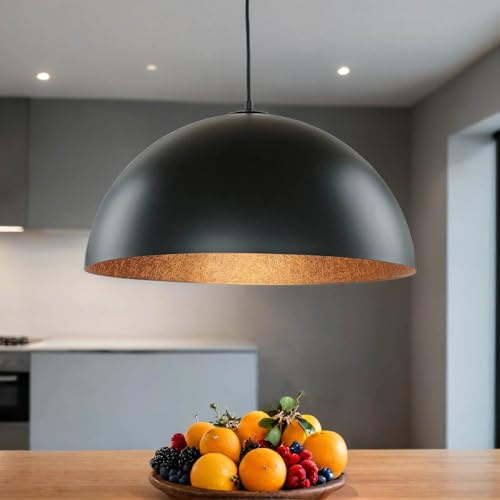 Hängelampe Esstisch, Pendelleuchte Schwarz Kupfer, Loft, Ø50 cm rund, Hängeleuchte Wohnzimmer, Esszimmer, Industrial Style, Pendellampe Decke Innen