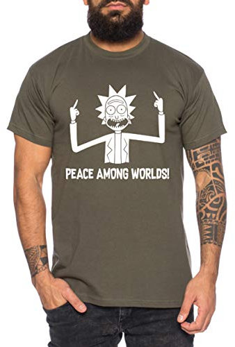 Rick Peace Herren T-Shirt Morty dan Sanchez Mr Rick Meeseeks Harmon, Größe:L, Farbe:Khaki