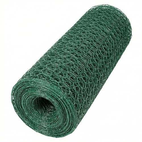 Amagabeli PVC Coated Chicken Wire 1.0M X 25M | 25.4mm Holes | Hexagonal Wire Mesh Fencing Galvanized Wire Fencing Roll Hardware Cloth Netting