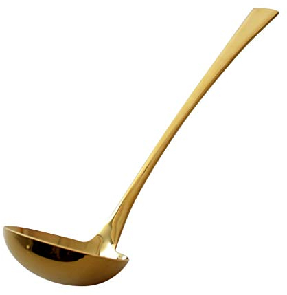 Hkw-shop Cucharón/Cazo para Sopa Cuchara de Mango Largo con cucharón de Acero Inoxidable Dorado, Cuchara Grande, Utensilios de Cocina duraderos -11.4 Pulgadas Cuchara para Servir (Color : Gold)
