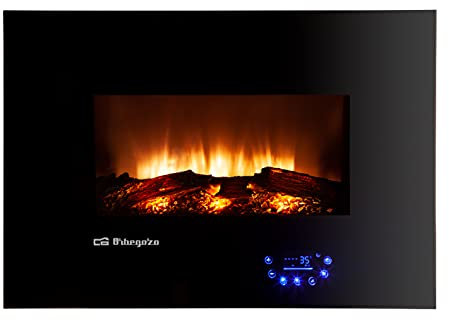 Orbegozo CM 8000 – Chimenea eléctrica, intensidad de llama ajustable, panel de control táctil, mando a distancia, 3 modos de programación, soporte mural, 1800 W