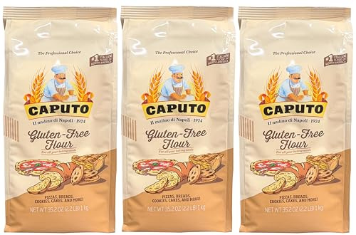 Antimo Caputo Gluten Free Pizza Flour 1kg - All Natural Flour and Starch Mix for Baking Pizza, Bread and Pasta (Pack of 3)