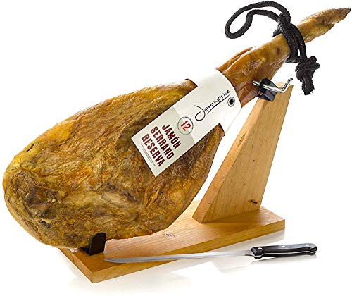 Jambon Serrano Espagnol Réserve Duroc + Support à Jambon + Couteau 6.5-7 Kg - Jamón Serrano Jamonprive