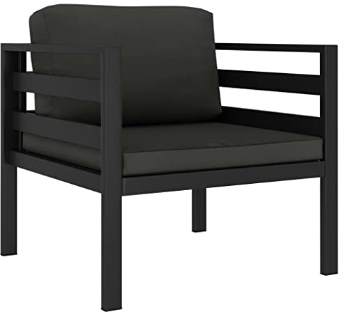 vidaXL Einzelsofa mit Kissen Aluminium Anthrazit Gartensessel Gartensofa Sessel Gartenmöbel Loungemöbel Outdoor Lounge Garten Terrasse Möbel