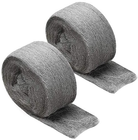 2 Stück Stahlwolle, JatilEr 3m Stahlwolle Fein 0000 Grade Metall Polieren Stahl Wolle Schleifvlies Edelstahl Draht Wolle Pads Effektive Barriere Gegen Nagetiere auch in Verbindung