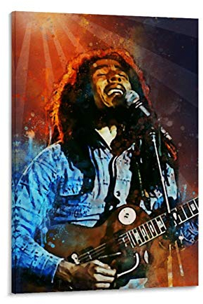 YZLI 80er Jahre Gitarristen Bob Marley New Poster Dekorative Malerei Leinwand Wandkunst Wohnzimmer Poster Schlafzimmer Gemälde 50 x 75 cm