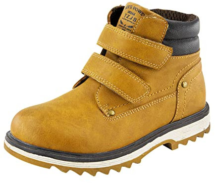 TZJS Unisex Kinder Klassische Stiefel für Jungen Mädchen Baby Winterstiefel Mit Klettverschluss Wasserdicht Stiefeletten Schneestiefel Arbeitsstiefel Herbstschuhe Winterschuhe(Kamel, numeric_27)