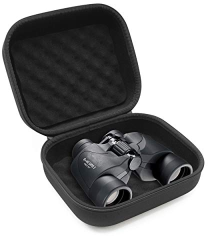 CASEMATIX Fernglas-Tasche mit stoßabsorbierender Schaumstoff-Innenseite, Hartschalenschutz, verstärkte Reißverschlüsse, bequemer Gummi-Reisegriff, Zubehörtasche, nur Fernglashüllen